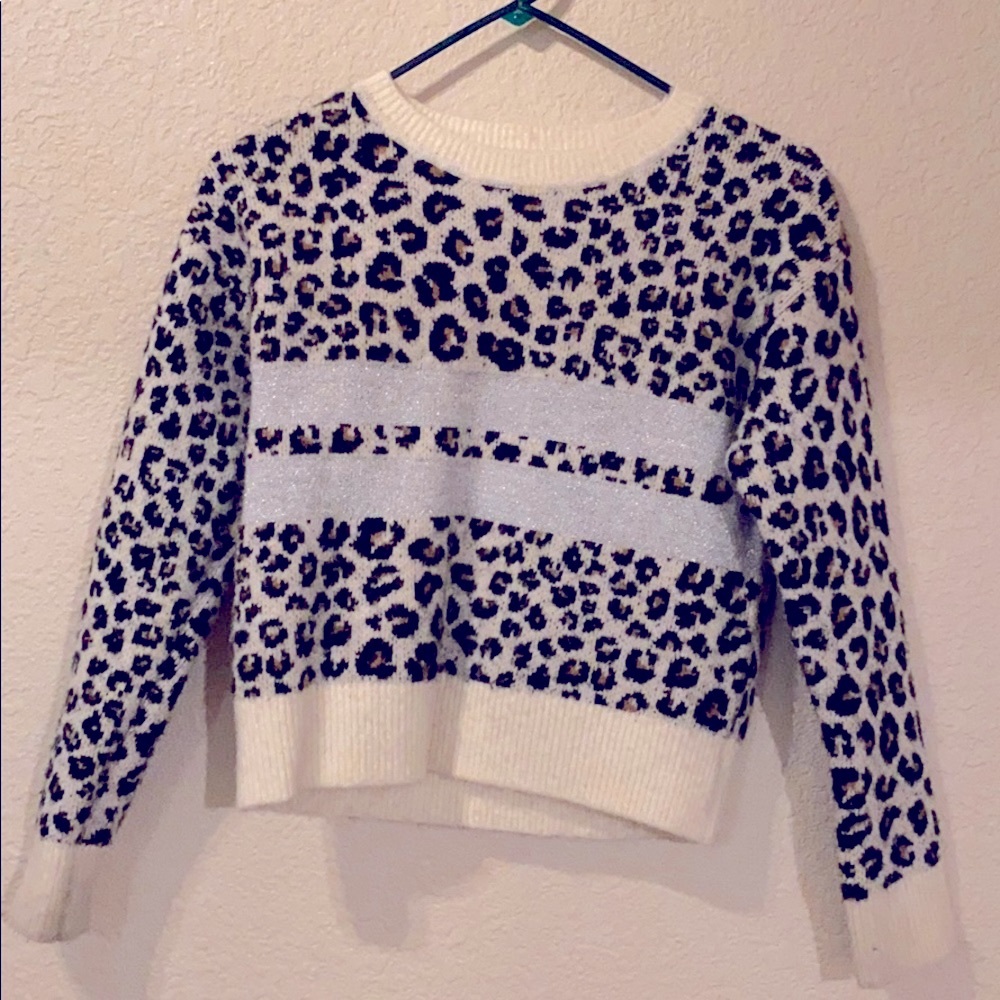 Funky leopard and silver girls sweater